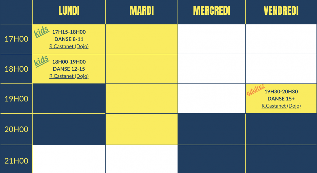 planning danse